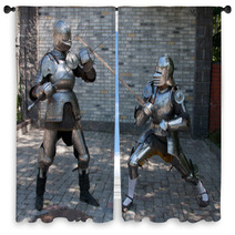 Two Knights In The Ancient Metal Armor Window Curtains 66227638