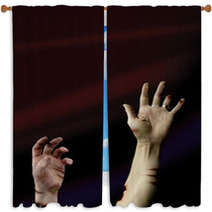 Two Living Dead Hands Reaching Up From The Grave Window Curtains 26810890