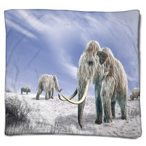 Two Mammoth In A Field Covered Of Snow Blankets 39330962