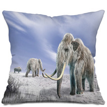 Two Mammoth In A Field Covered Of Snow Pillows 39330962