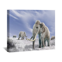 Two Mammoth In A Field Covered Of Snow Wall Art 39330962