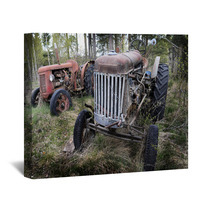 Two Old Rusty Tractor In The Forest Wall Art 67663269