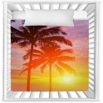 Two Palm And Beautiful Sunset Nursery Decor 46425042