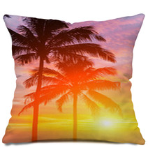 Two Palm And Beautiful Sunset Pillows 46425042