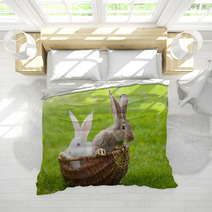 Two Rabbits In Wicker Basket Bedding 65707687