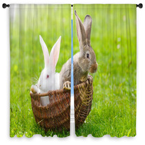 Two Rabbits In Wicker Basket Window Curtains 65707687