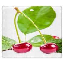 Two Ripe Cherries With Leaves Rugs 66685188
