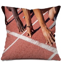 Two Track And Field Athletes Before The Race Start Pillows 42460211