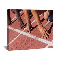 Two Track And Field Athletes Before The Race Start Wall Art 42460211