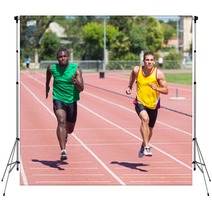 Two Track And Field Athletes Running Backdrops 43068056