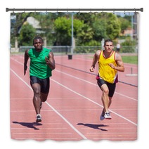 Two Track And Field Athletes Running Bath Decor 43068056