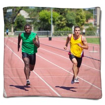 Two Track And Field Athletes Running Blankets 43068056