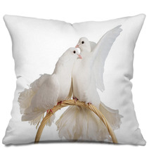 Two White Doves Kissing And Huggung Pillows 36693939