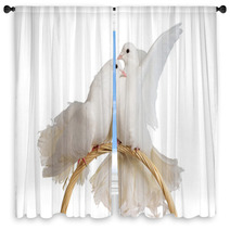 Two White Doves Kissing And Huggung Window Curtains 36693939