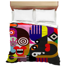Two Women Abstract Portrait Bedding 43483441