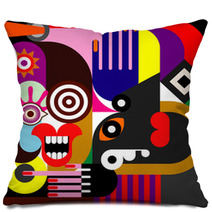 Two Women Abstract Portrait Pillows 43483441