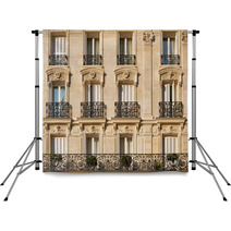 Typical Facade Of Parisian Building Near Notre Dame Backdrops 87187173