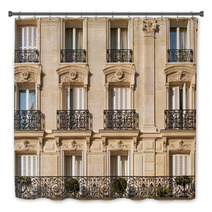 Typical Facade Of Parisian Building Near Notre Dame Bath Decor 87187173