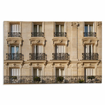 Typical Facade Of Parisian Building Near Notre Dame Rugs 87187173