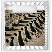 Tyre Tracks On Sand With Blur Effect Nursery Decor 147702787