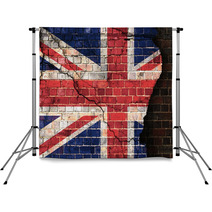 UK Flag On A Cracked Brick Wall Backdrops 54499310