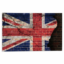 UK Flag On A Cracked Brick Wall Rugs 54499310