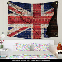 UK Flag On A Cracked Brick Wall Wall Art 54499310
