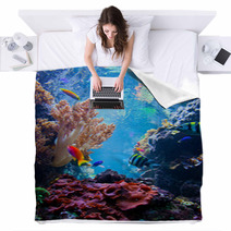 Underwater Scene With Fish, Coral Reef Blankets 55172863
