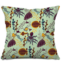 Underwater Sea Life Animal Color Seamless Pattern. Pillows 98252151