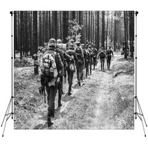 Unidentified Re Enactors Dressed As World War Ii German Soldiers Backdrops 121750426