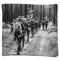 Unidentified Re Enactors Dressed As World War Ii German Soldiers Blankets 121750426
