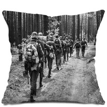 Unidentified Re Enactors Dressed As World War Ii German Soldiers Pillows 121750426
