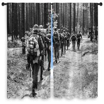Unidentified Re Enactors Dressed As World War Ii German Soldiers Window Curtains 121750426