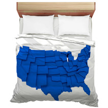 United States Blue Map By States In Various High Levels. Bedding 63992613