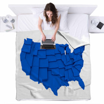 United States Blue Map By States In Various High Levels. Blankets 63992613