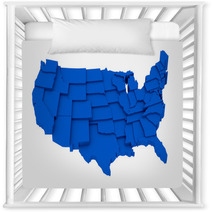 United States Blue Map By States In Various High Levels. Nursery Decor 63992613