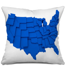 United States Blue Map By States In Various High Levels. Pillows 63992613