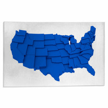 United States Blue Map By States In Various High Levels. Rugs 63992613
