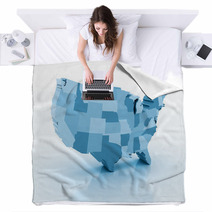 United States Of Ameria 3d Map Blankets 42874083