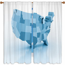 United States Of Ameria 3d Map Window Curtains 42874083