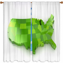 United States Of America 3d Map Window Curtains 58073046