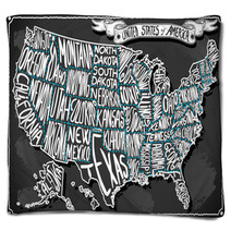 United States Of America On Vintage Handwriting BlackBoard Blankets 79072667