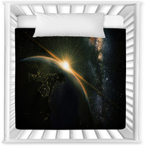 Unrise View Of Earth From Space With Milky Way Galaxy Nursery Decor 74247075