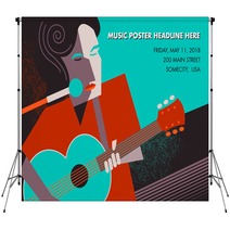 Unusual Guitar Player Poster Ideal For Music Gig Announcements Backdrops 122737242