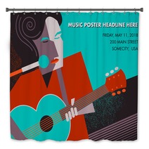 Unusual Guitar Player Poster Ideal For Music Gig Announcements Bath Decor 122737242