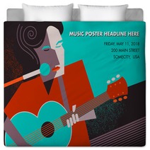 Unusual Guitar Player Poster Ideal For Music Gig Announcements Bedding 122737242