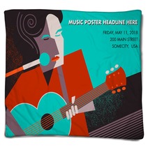 Unusual Guitar Player Poster Ideal For Music Gig Announcements Blankets 122737242