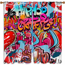 Urban Street Art Hiphop Words On A Digital Art Window Curtains 36210073