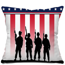 Us Flag And Soldiers Pillows 129806518