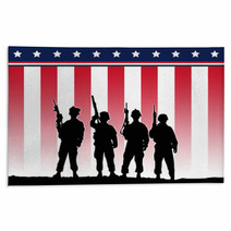 Us Flag And Soldiers Rugs 129806518